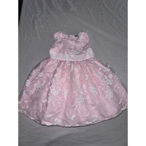 Edgehill Collection Girls Pink Floral Lace Tulle Party Dress Size 2T Bow Back